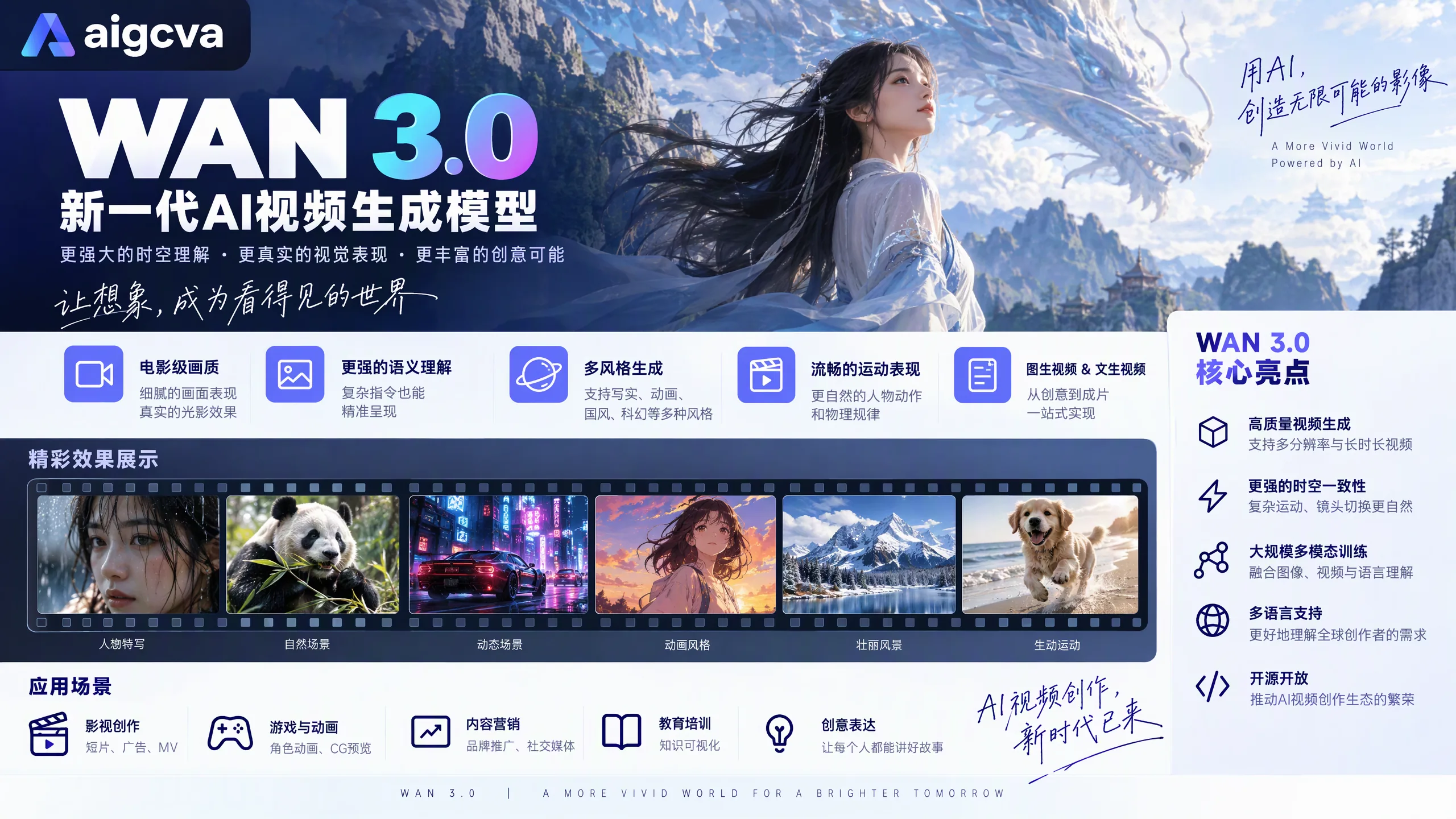 Wan 3.0 AI 视频生成宣传图